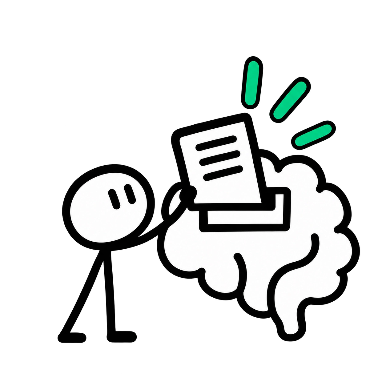 Una persona conecta el conocimiento de la empresa con un cerebro compartido.